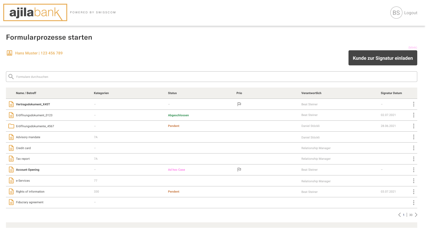 Formularstart aus einem Fachsystem